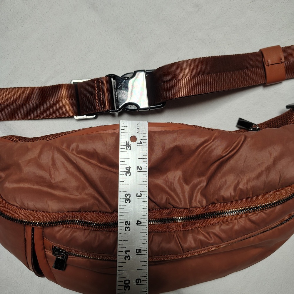 Caraa Women Sling Bag Fanny Pack Brown Nylon Puffy Crossbody Belt Bag - Picture 11 of 15